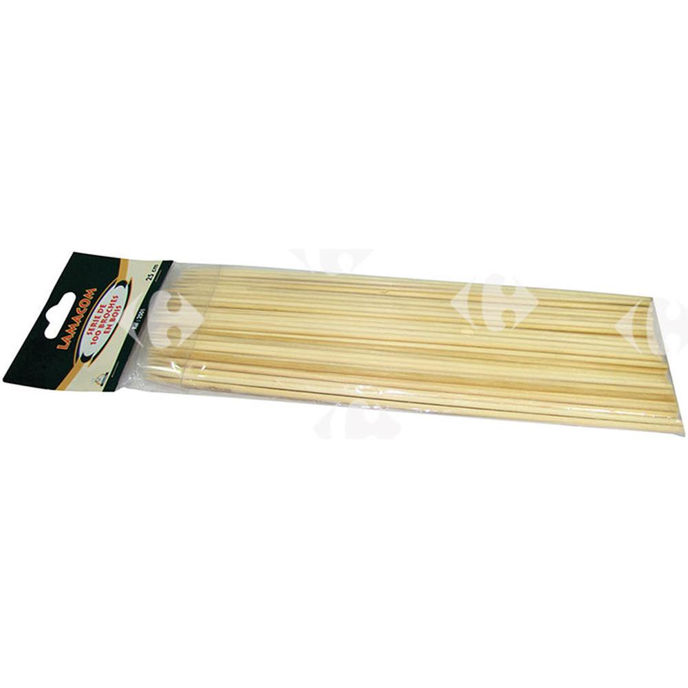 [375206] Brochettes en Bois 25cm - 100 pièces
