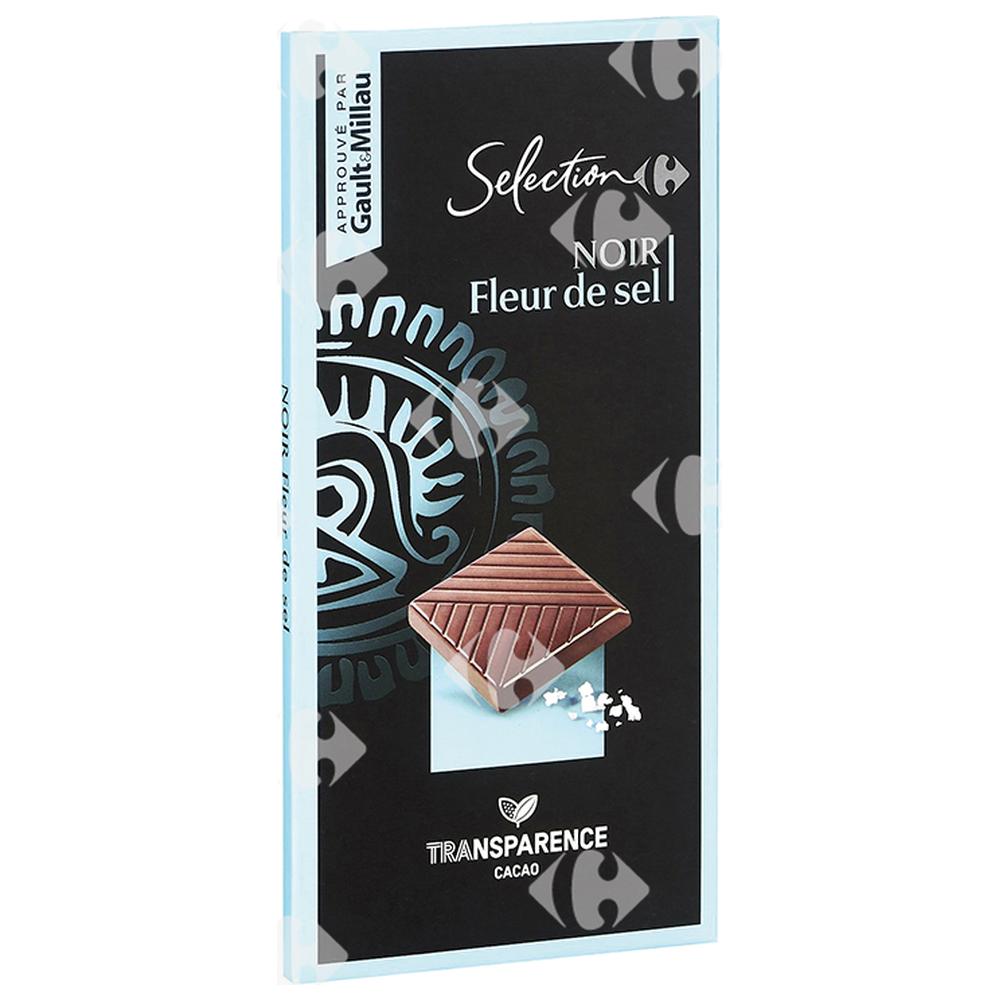 Tablette Choco Noir Fleur De Sel Carrefour Select 100g.