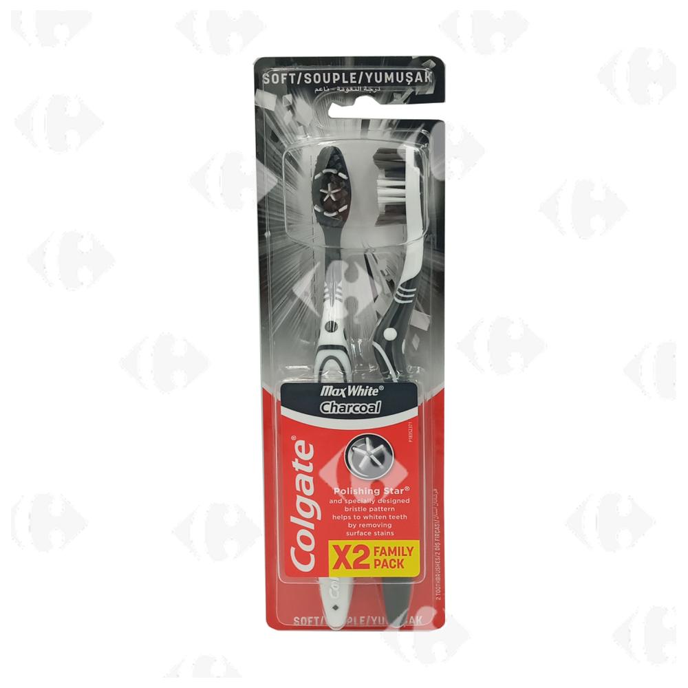Brosse à Dent Maxi White Charbon Colgate 2 unités