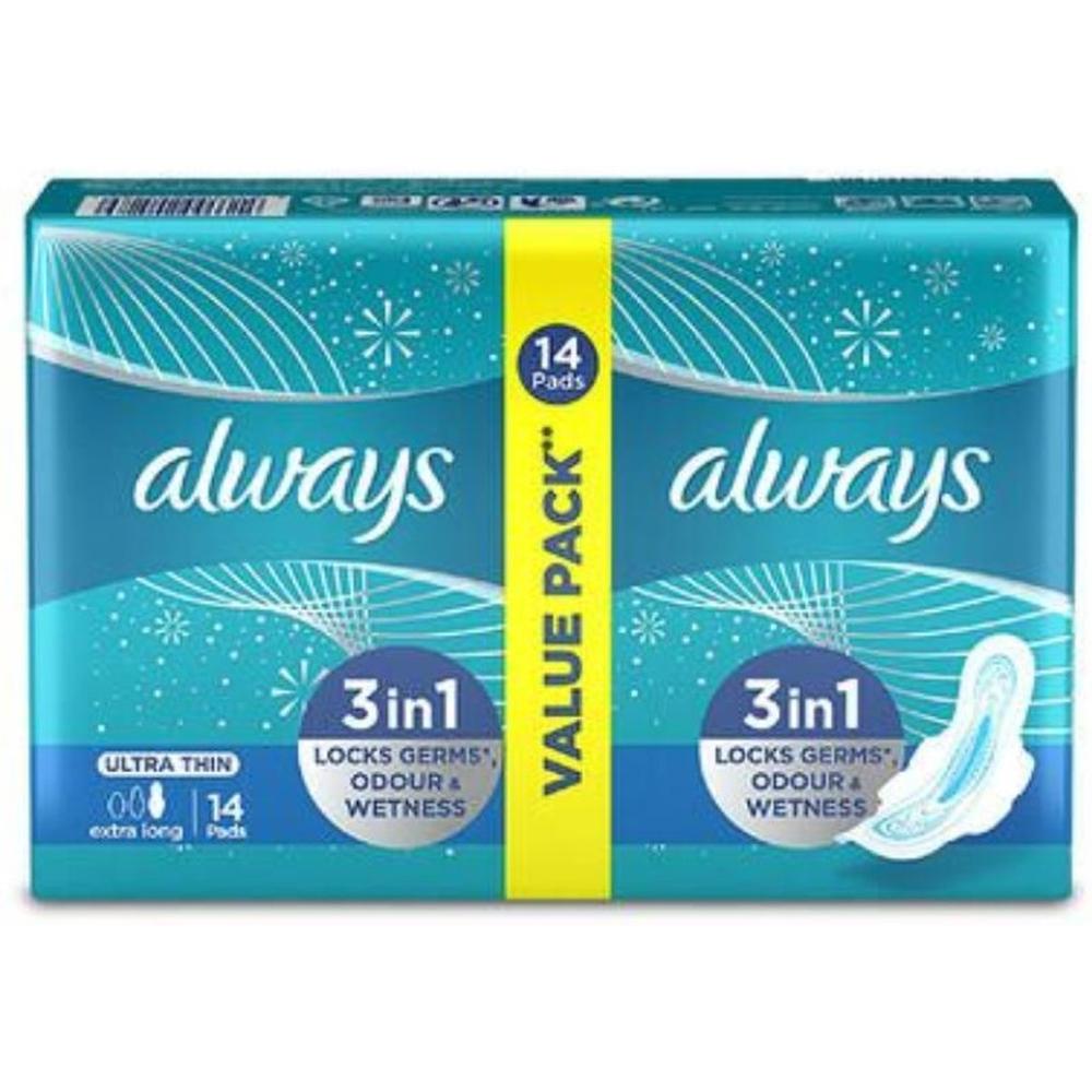 Serviettes 3-in-1 Ultra Fines Extra Longues Always 14 unités