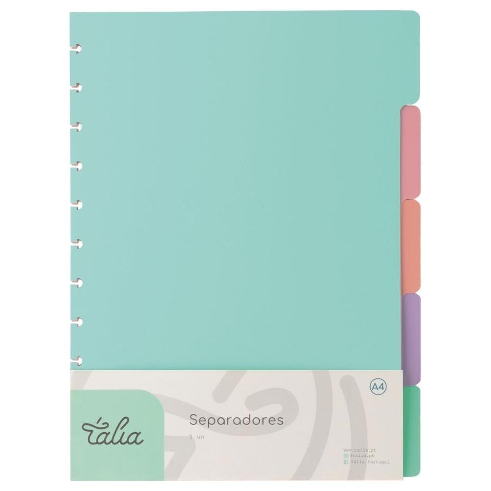 [718780] Intercalaires Carnet A4 5 Divisions Pastel Talia 21x29,7 cm