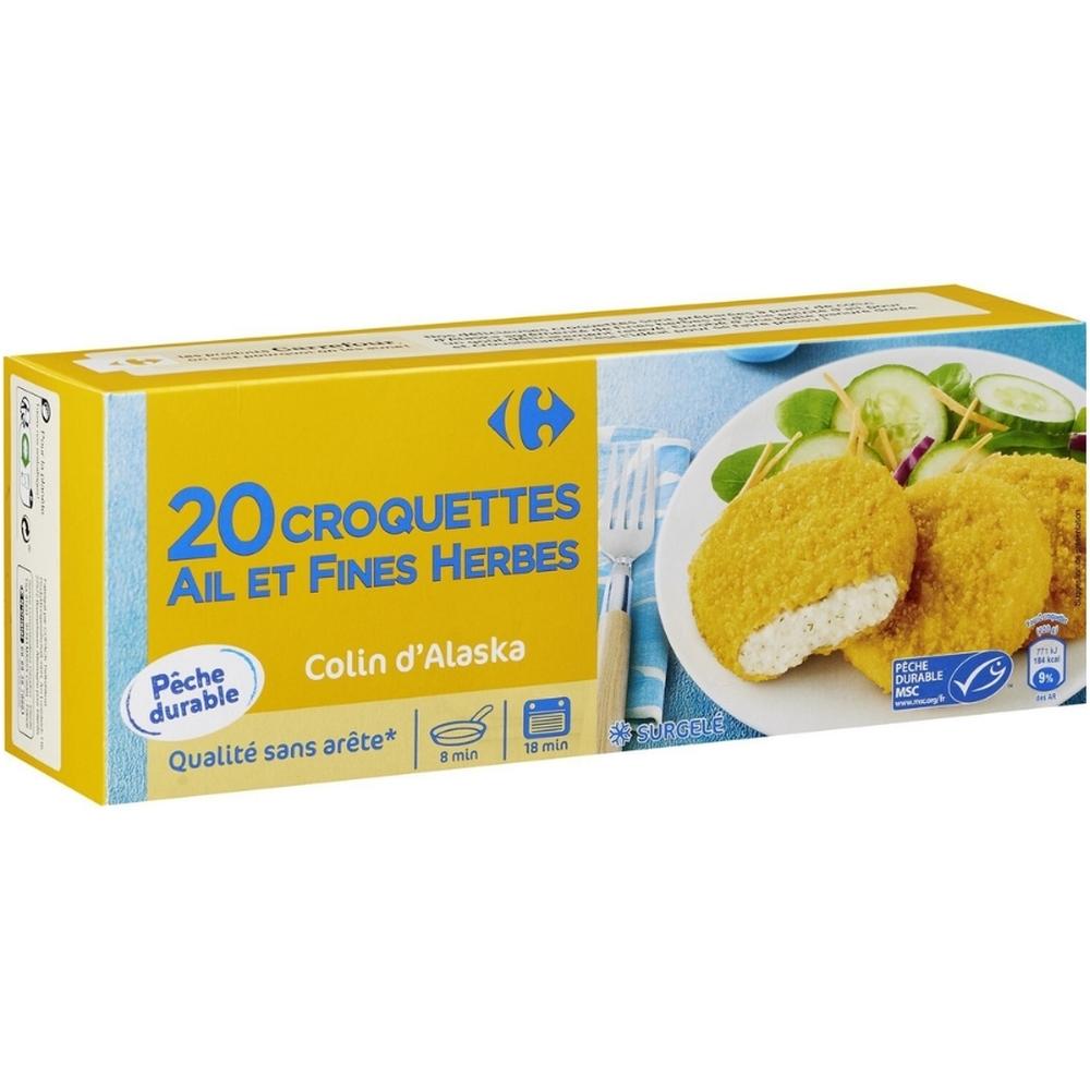 Croquettes de Poisson Ail et Fines Herbes Carrefour 20 unités 50g.
