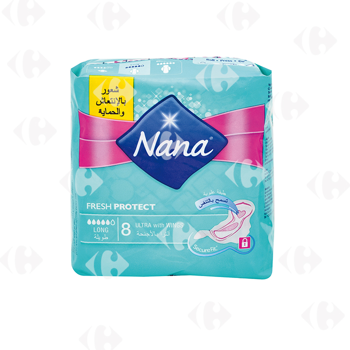 Serviettes Hygiéniques Ultra Long Nana 8 unités.