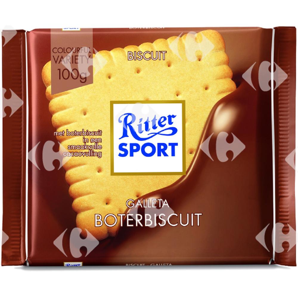 Tablette de Chocolat au Lait Biscuit Ritter Sport 100g.
