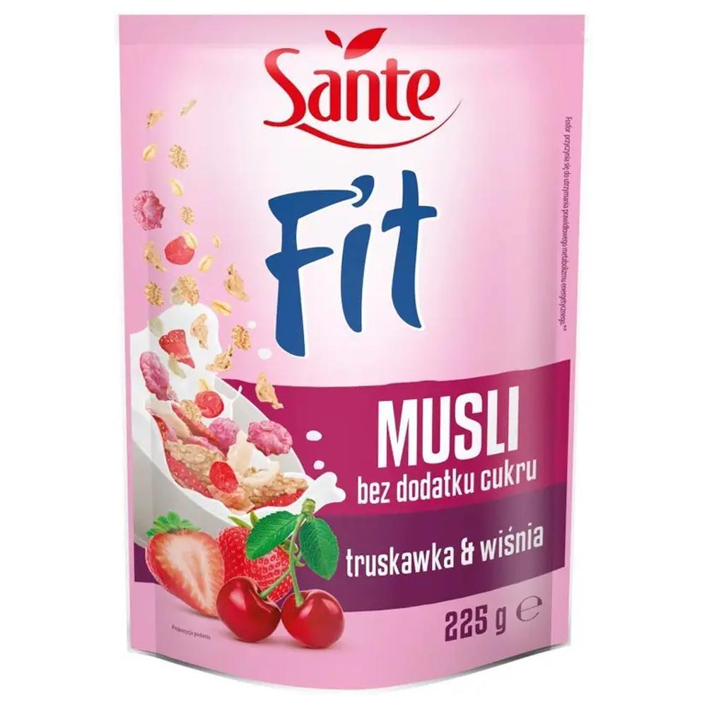 [692620] Musli Fraise et Cerise sans Sucre Ajouté Santé Fit 225g.