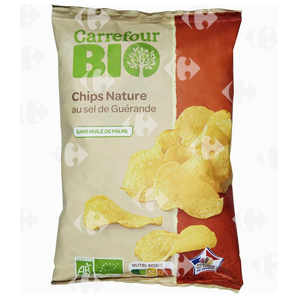 Chips Bio Nature au Sel de Guérande Carrefour Bio 125g.
