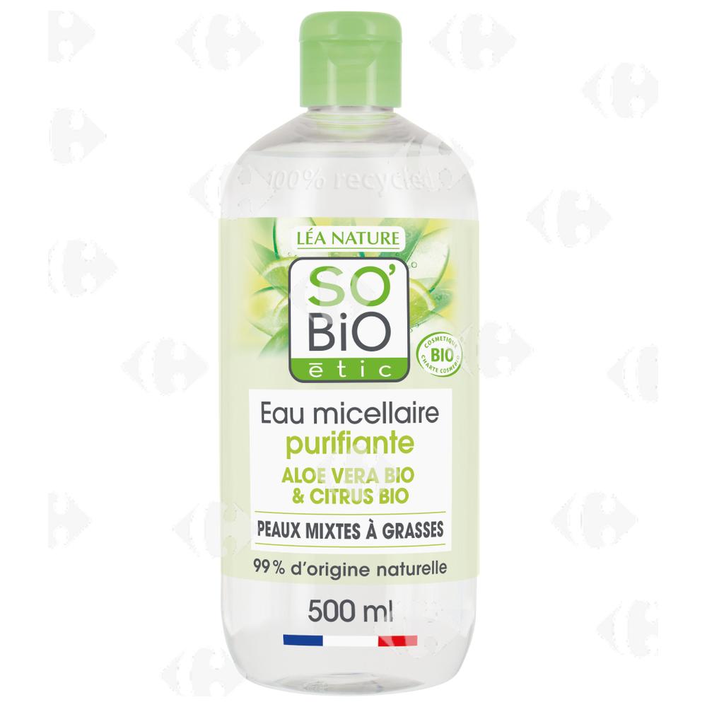 Eau Micellaire Purifiante au Jus d'Aloe Vera et au Citrus Bio So'Bio 500ml