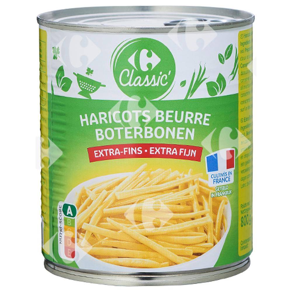 Haricot Beurre Extra Fin Carrefour 800g.