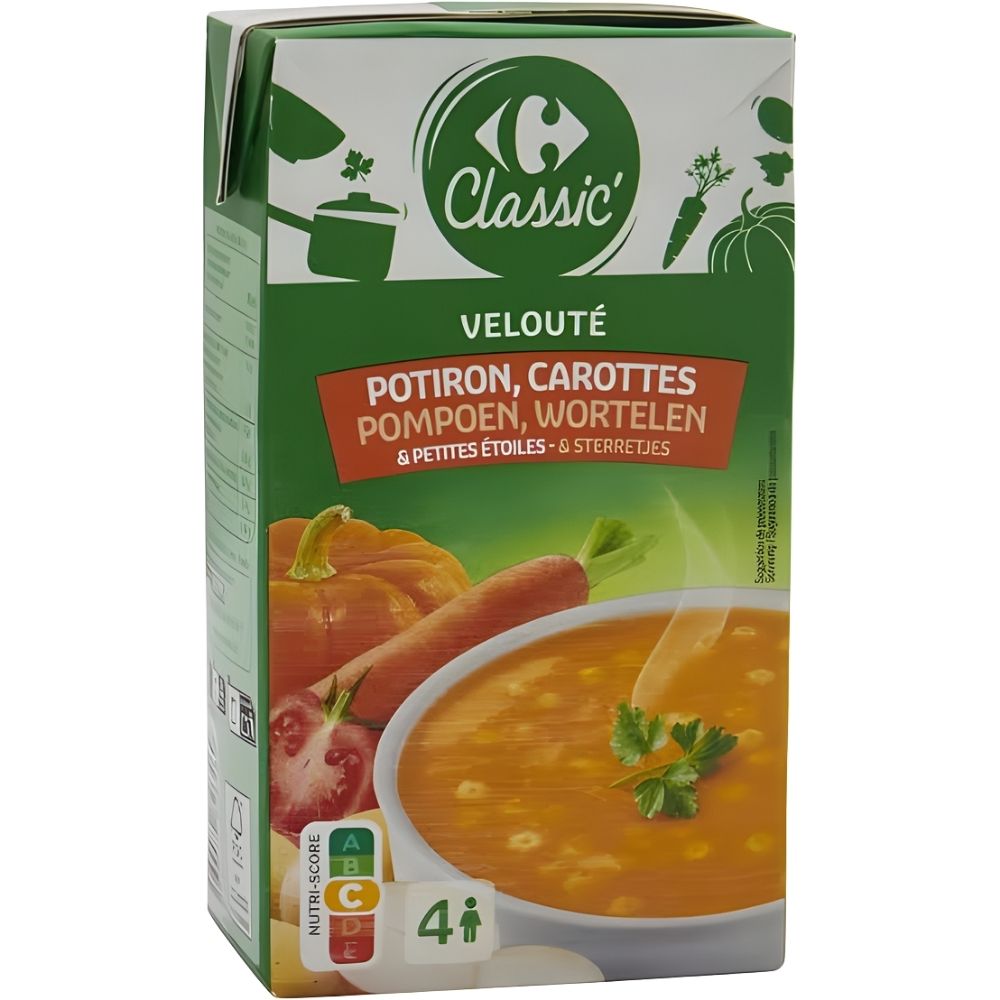 Velouté Potiron Carottes Pâtes Carrefour 1L.