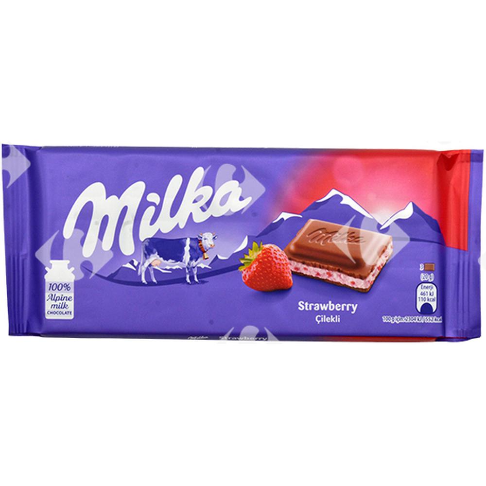 Tablette de Chocolat au Lait et yaourt à la Fraise Milka 100g