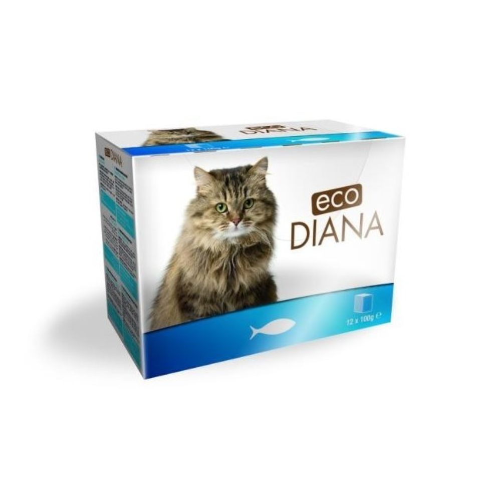 [666856] Pochons pour Chat au Poisson Eco Diana 12x100g