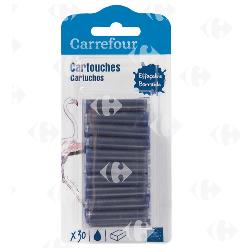 [472756] Cartouche d'encre bleue pour stylo plume Carrefour 30 unités