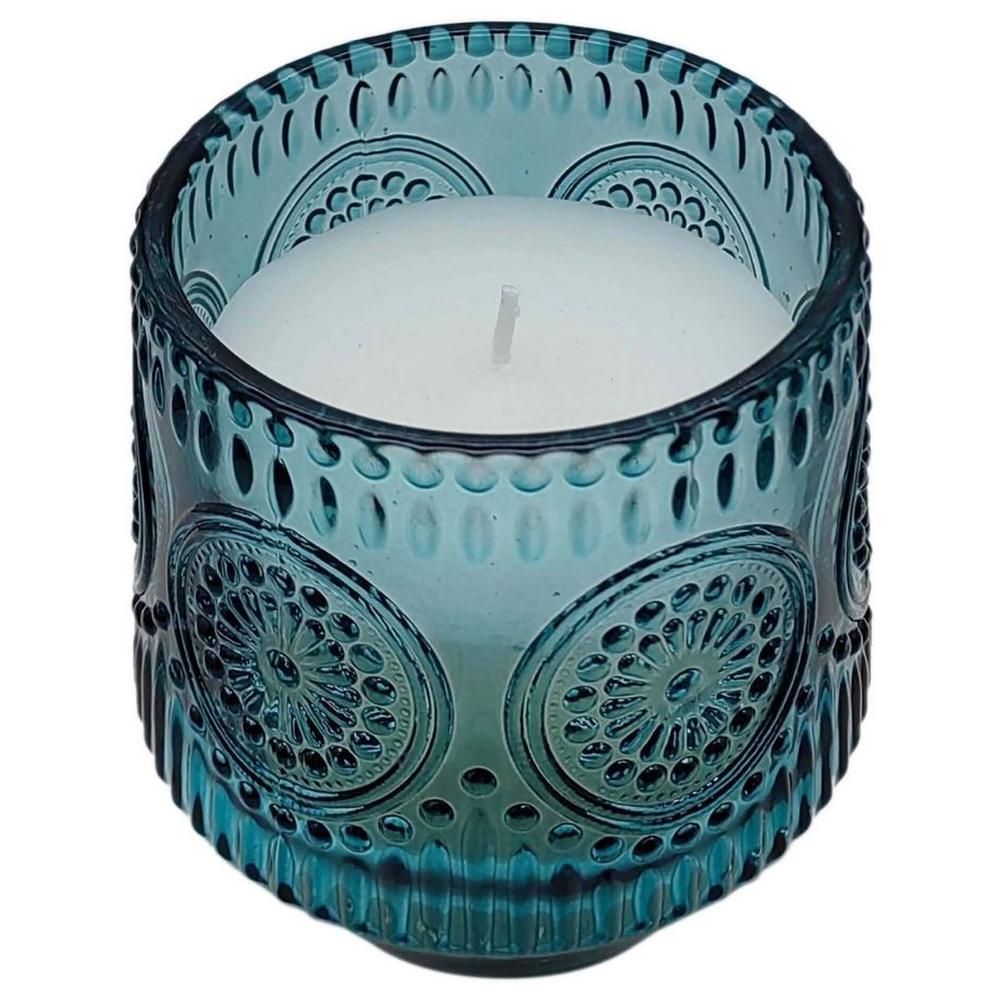[716256] Coupe Bougie en Verre Bleu Sea Salt Kasa 10cm