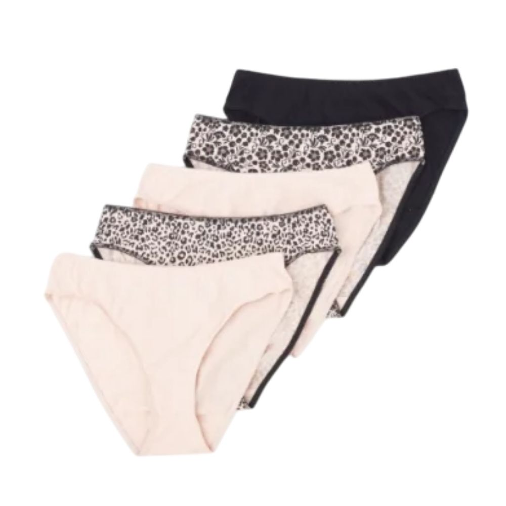 Lot 5 Slips Coton Fantaisie Paula Beige Écru