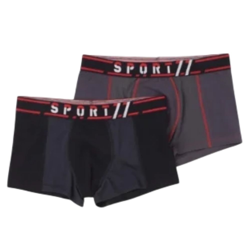 Lot 2 Boxers Homme Sport Noir