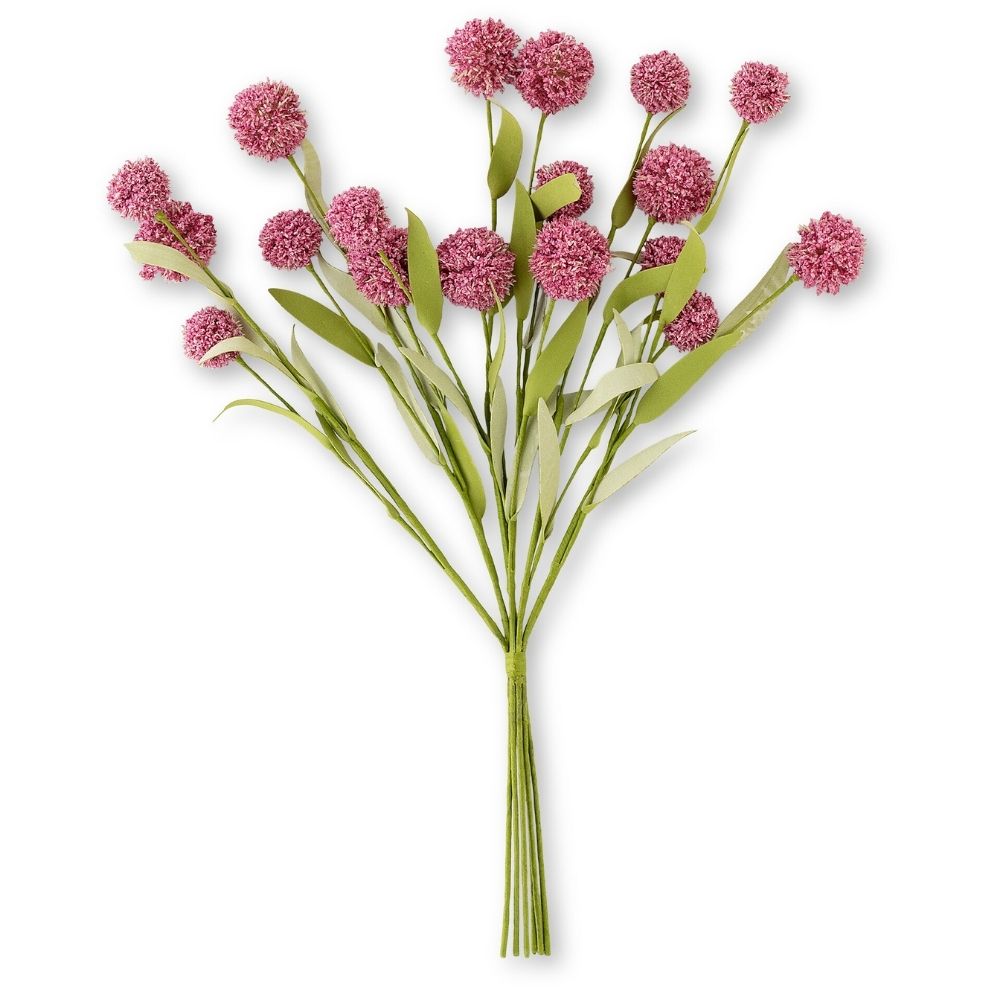 [730711] Tige Artificielle Fleurs Boule Rose Kasa 40cm