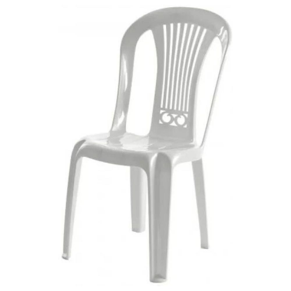 [718996] Chaise en Plastique sans Accoudoirs Blanche 46x50x88cm