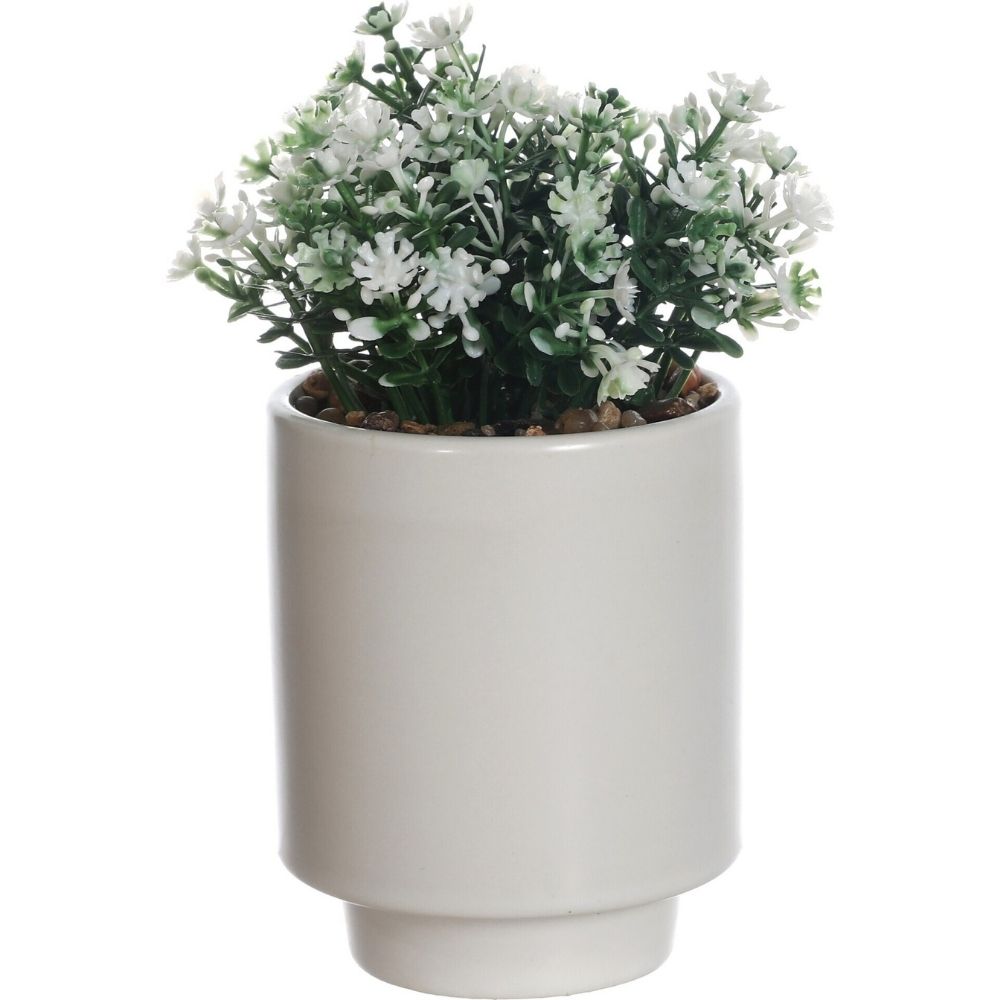 [730726] Pot Céramique Blanc Plante Artificielle Kasa 13x7cm