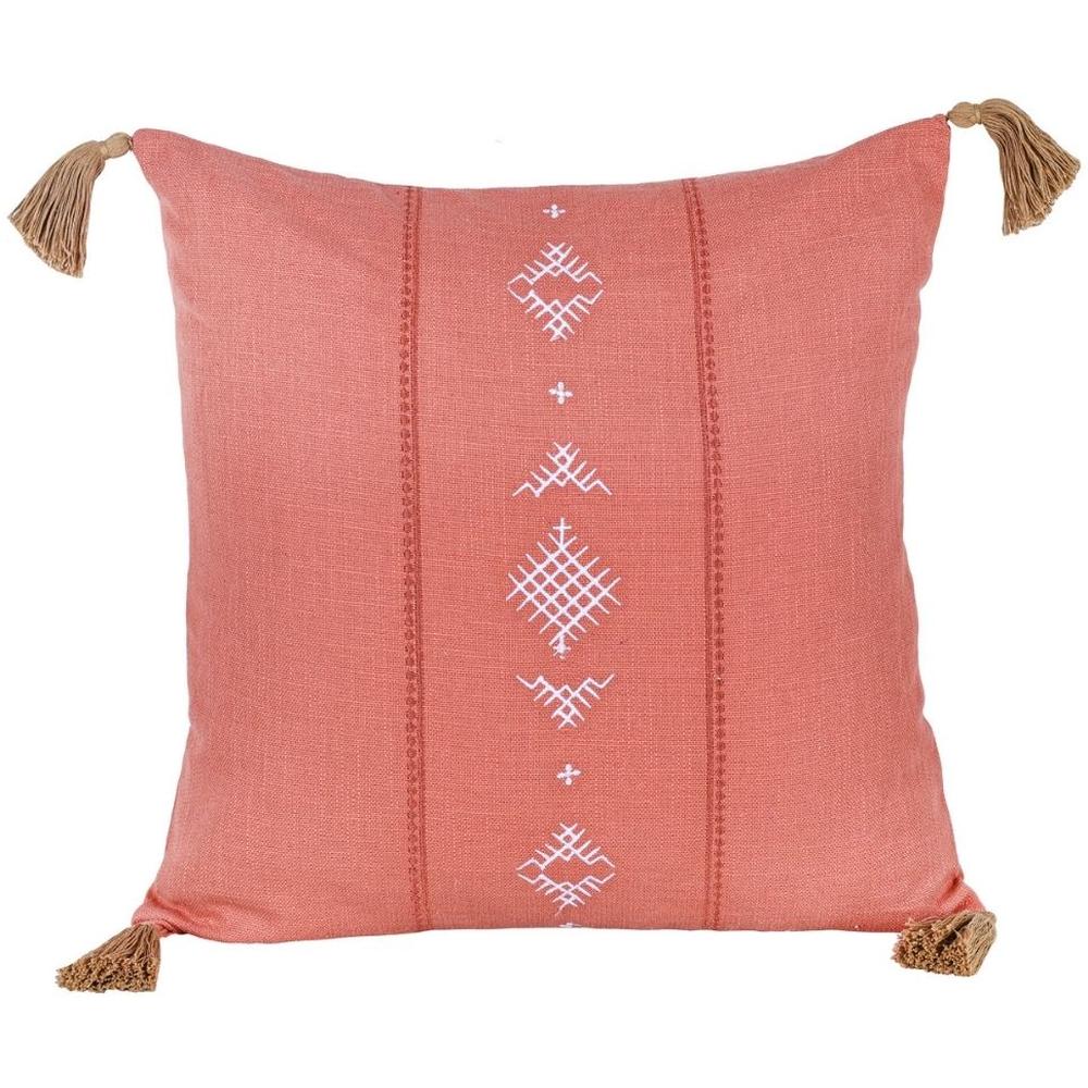 Coussin Carré Brode Terracotta Kasa 45x45cm 