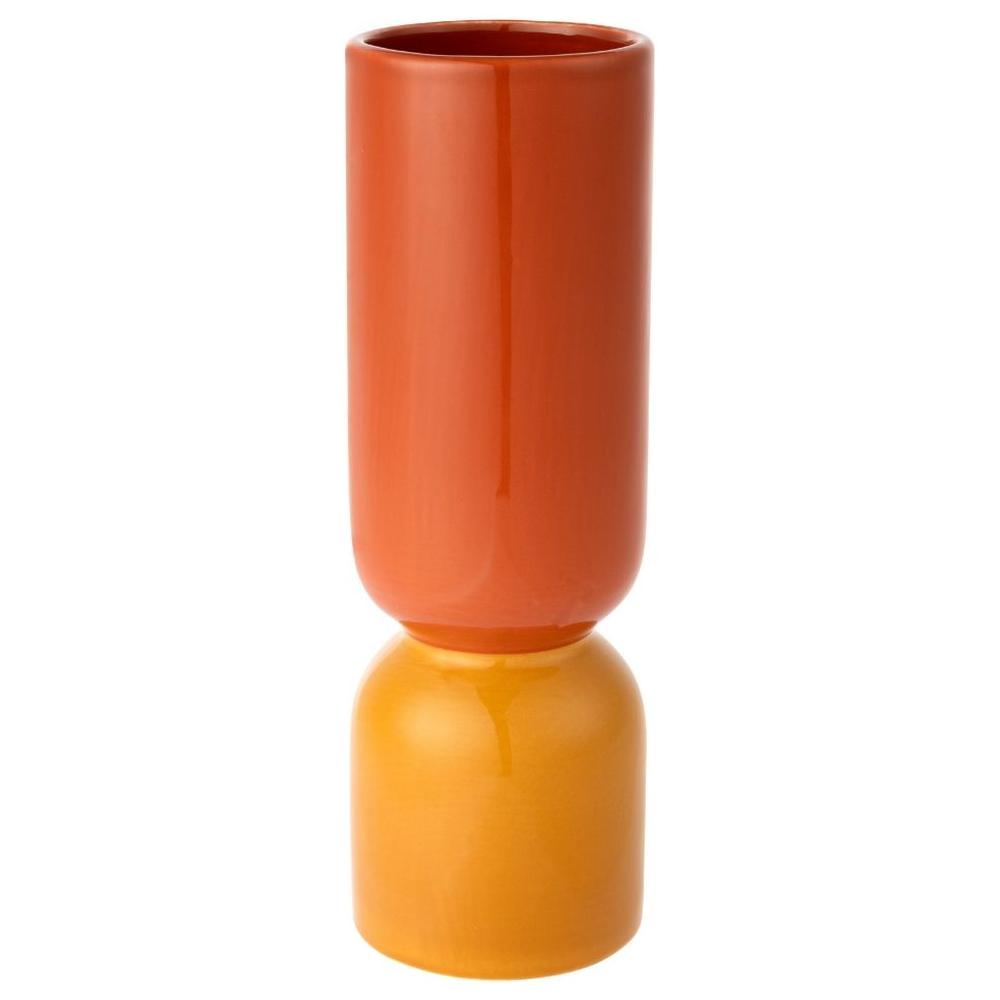 Vase en Porcelaine Géométrique Jaune/Orange Kasa 28cm