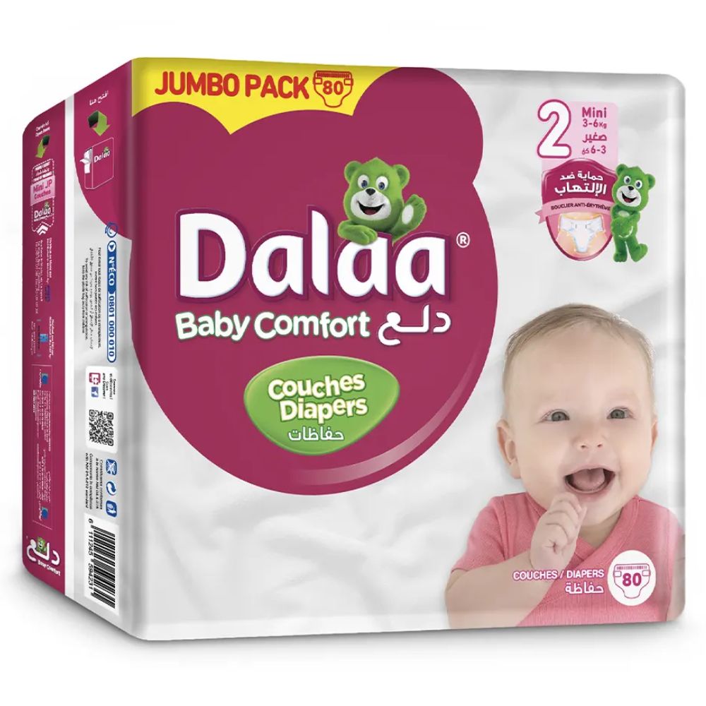 [606096] Couches Mini Taille 2 Dalaa Jumbo Pack 80 unités