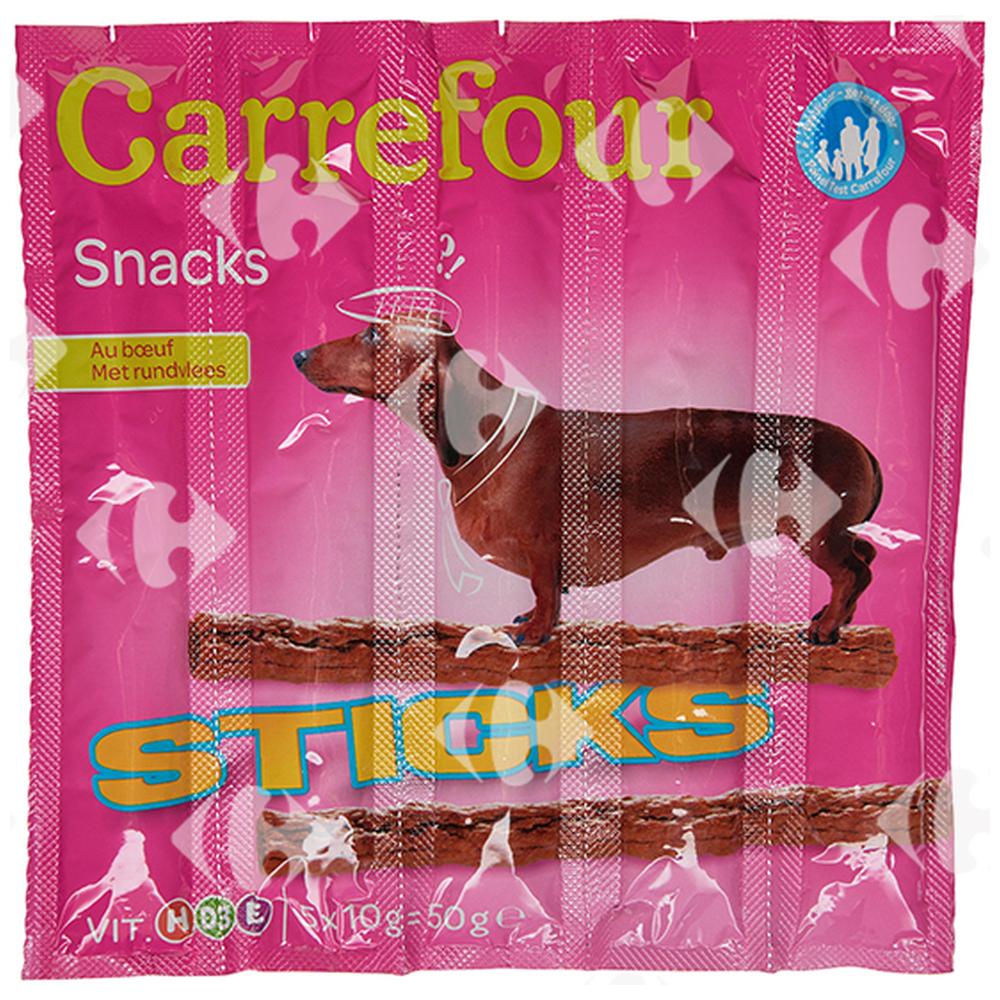 Bâtonnets pour Chiens au Bœuf Carrefour 5x10g