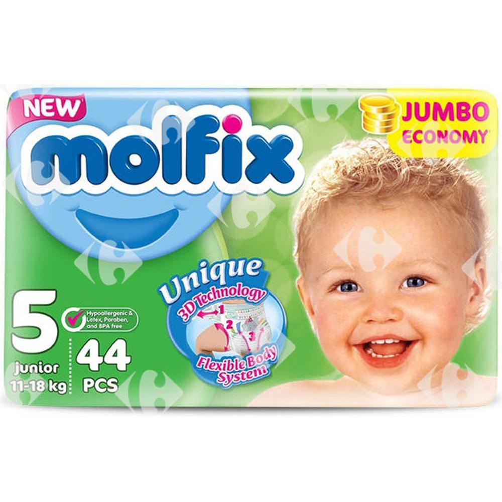 [523500] Couches Taille 5 Junior Jumbo Pack Molfix 44 unités