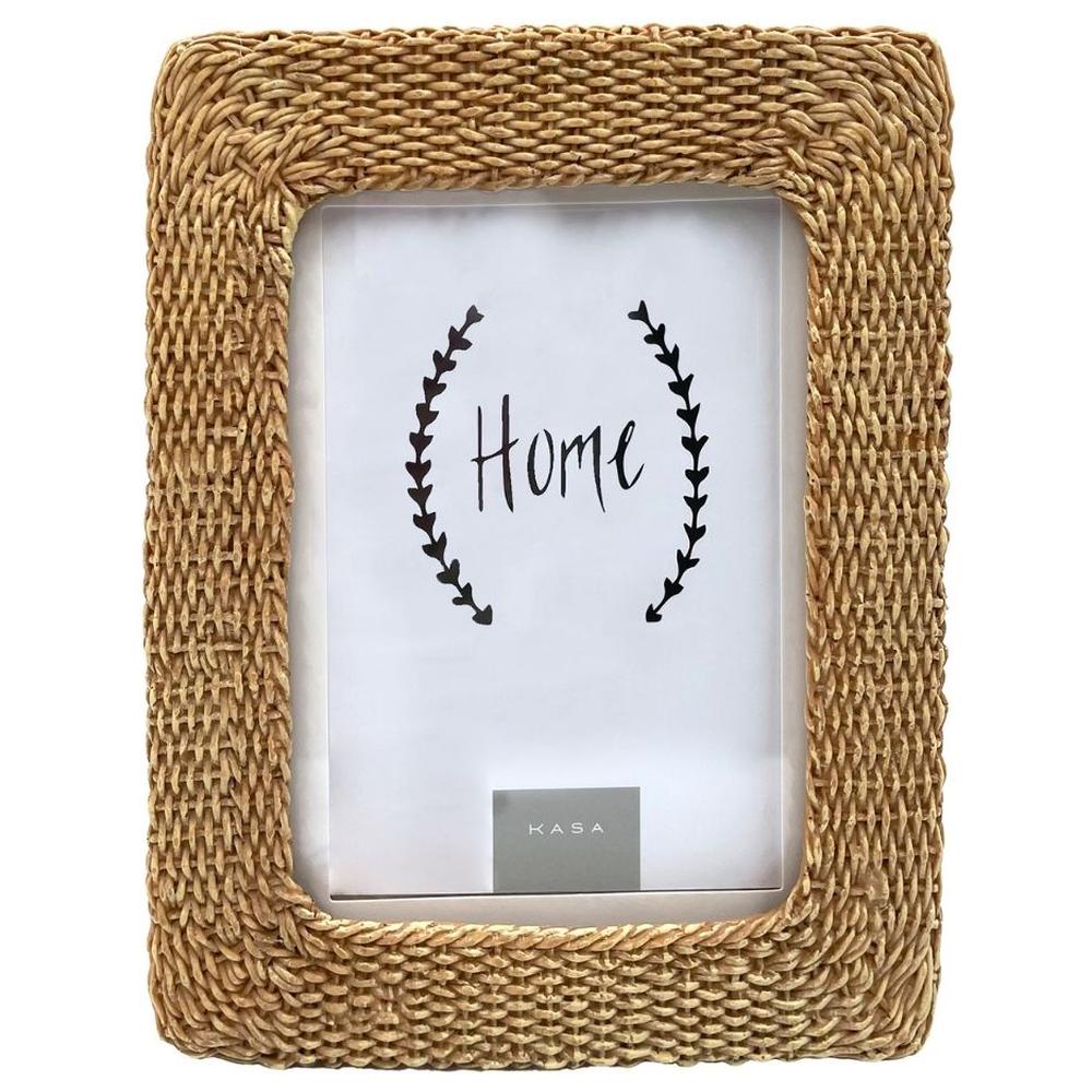 [716545] Cadre Rectangulaire avec Bordure Tressée Dorée Kasa 10x15cm