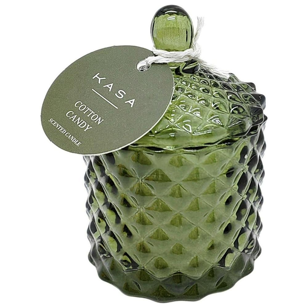 Bougie en Verre avec Couvercle Vert Cotton Candy Kasa 9 cm
