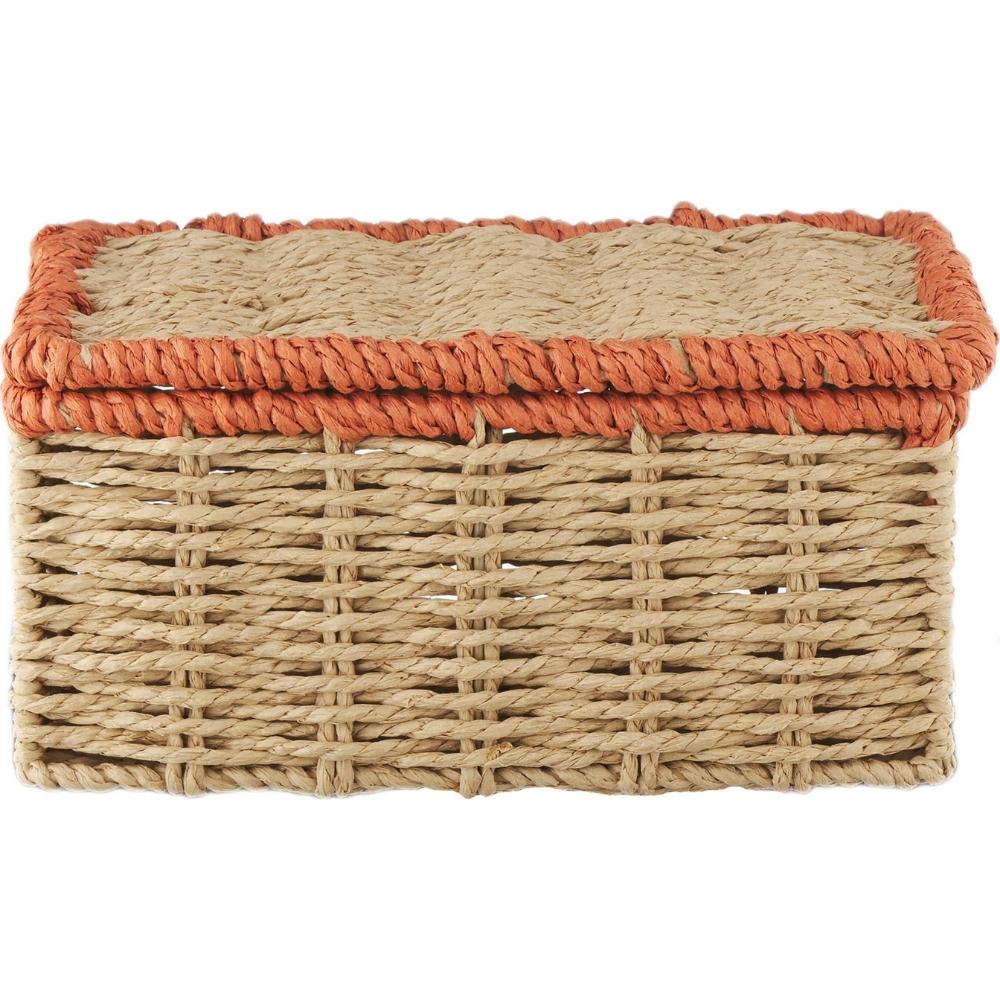 Box Rectangulaire en Métal et Jute avec Bord Orange Kasa 16x26x11 cm