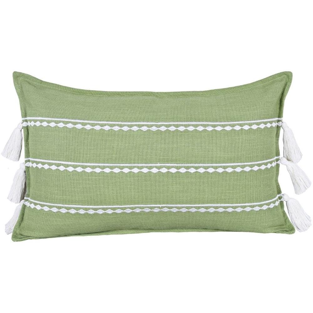 [716333] Coussin Rectangulaire Brodé Rayures Blanches Kasa 30x50cm