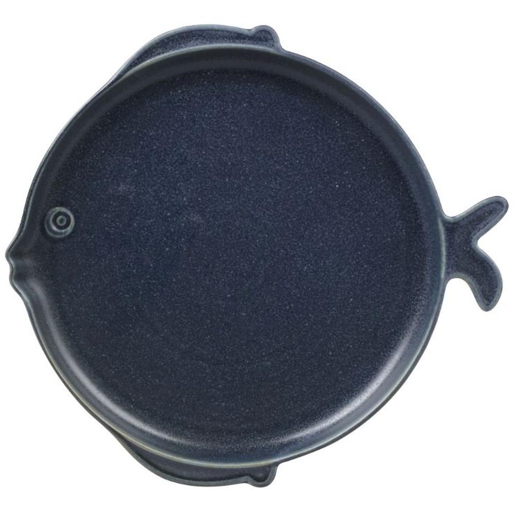 [716984] Assiette en Porcelaine Poisson Bleu Kasa 28cm