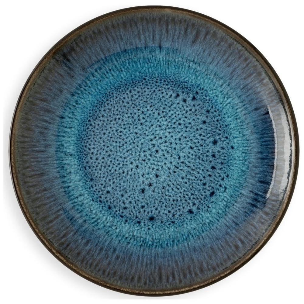 [716686] Assiette Dessert Porcelaine Ronde Bleu Foncé Kasa 21 cm