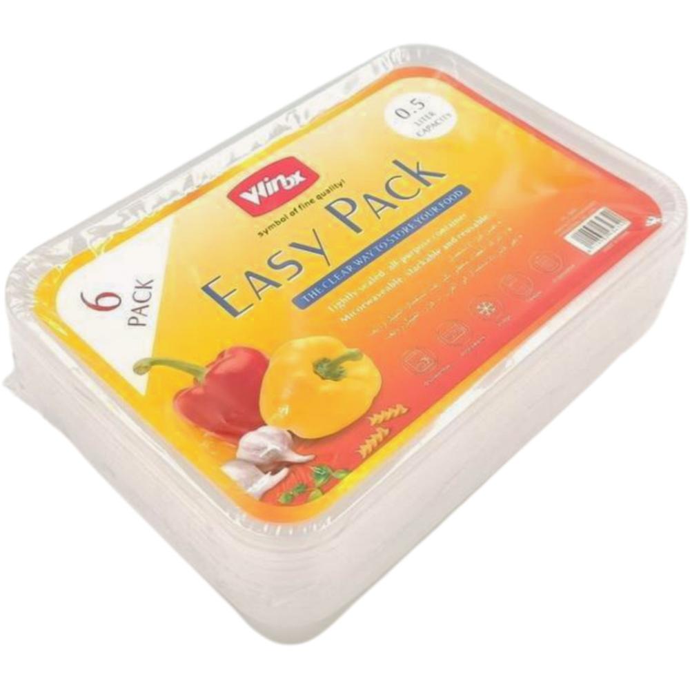 [707285] Boîtes Alimentaires Rectangulaire 50cl 6 unités.