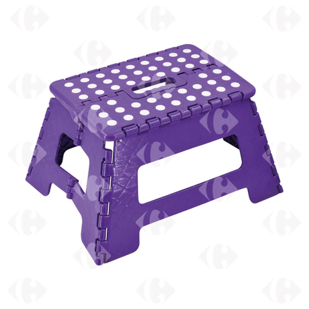 [563226] Escabeau Marche Pieds Plastique Pliant Carrefour (couleur aléatoire)